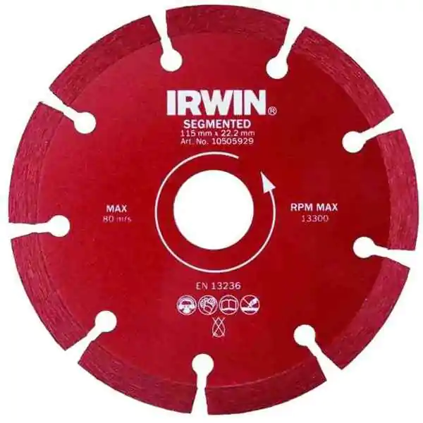 Dijamantska ploča za sečenje kamena i jačih tipova betona SEGMENTNA 230mm/22.22 IRWIN - proizvod na akciji