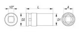 Ključ nasadni 1/2" 6ug-13 imp. YATO