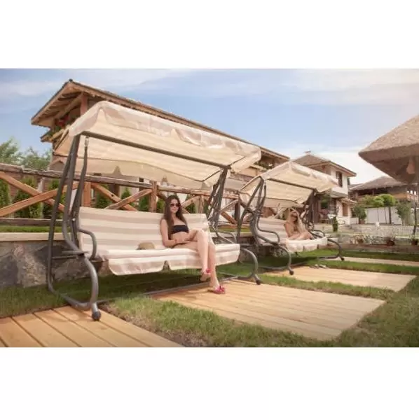 Baštenska ljuljaška trosed bež bela DELUXE