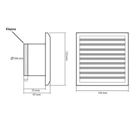 Izduvni ventilator za kupatilo sivi 150x150mm V02110