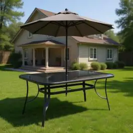 Baštenski sto crno staklo/metal crni FDZN 5030