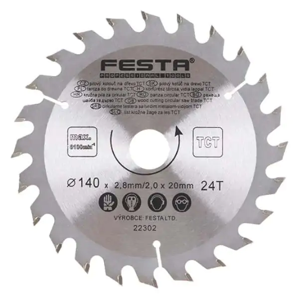 Kružna testera za drvo TCT 140mm x 2,8/2,0mm x 20mm 24T Festa