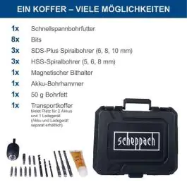 Scheppach aku udarna čekić bušilica SDS PLUS IXES C-RHD130-X