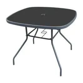 Baštenski set Limnos sto crni kaljeno staklo i 4 stolice