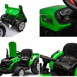 2219 Dečiji električni traktor sa prikolicom zeleni