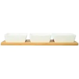 Estia ES01-20231 porcelanski set 3 posude na dasci od bambusa