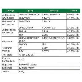 INSIZE 9242-ML100A Digitalni multimetar