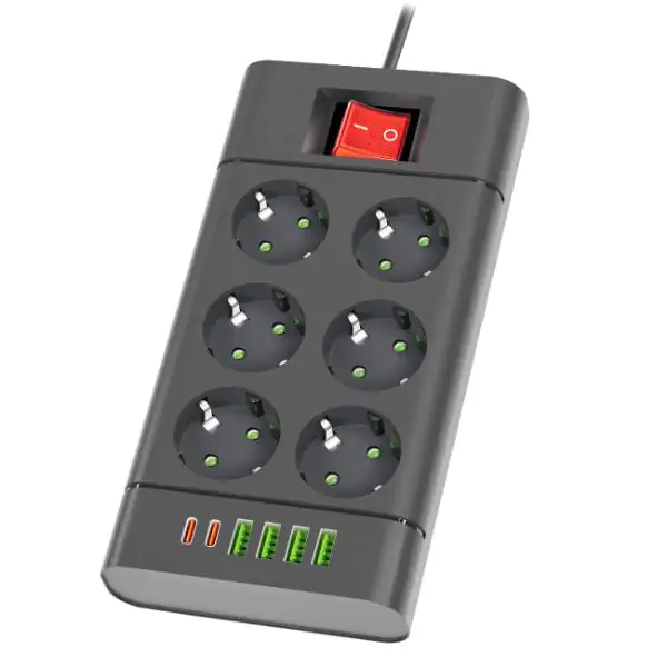 Produžni sa 6 mesta 2m 1.5mm2+pr. 4xUSB+2xtip C Prosto