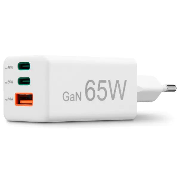 Brzi punjac GaN, 2x USB-C PD, 1x USB-A QC, 65W