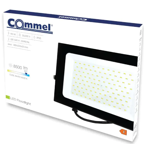 LED reflektor 100W 6500K, 8500lm 30kh, crni