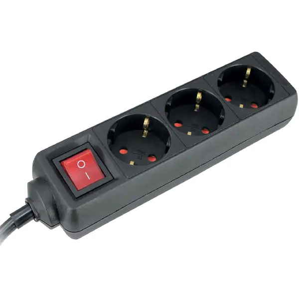 Produžni kabl 3 utičnice sklopka 16A 3500W crna 5m H05VV-F 3G1,5