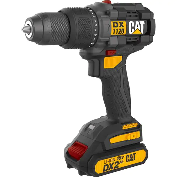 CAT DX1120 aku vibraciona bušilica zavrtač 18V (Brushless, 65 Nm, 2×2.0Ah, brzi punjač, kofer)