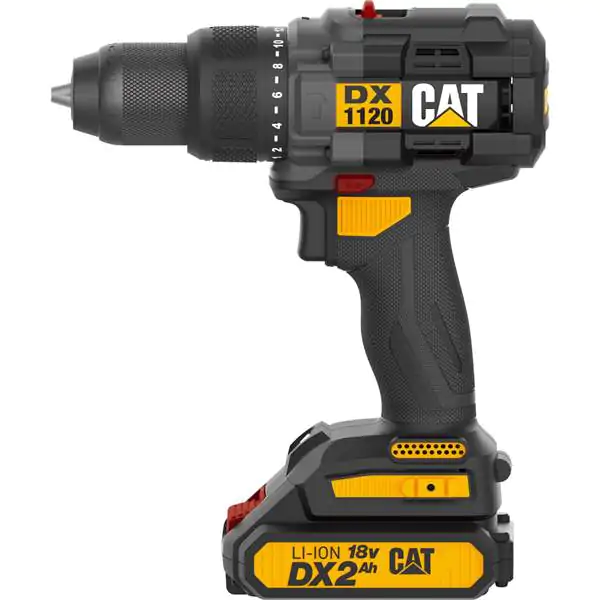CAT DX1120 aku vibraciona bušilica zavrtač 18V (Brushless, 65 Nm, 2×2.0Ah, brzi punjač, kofer)