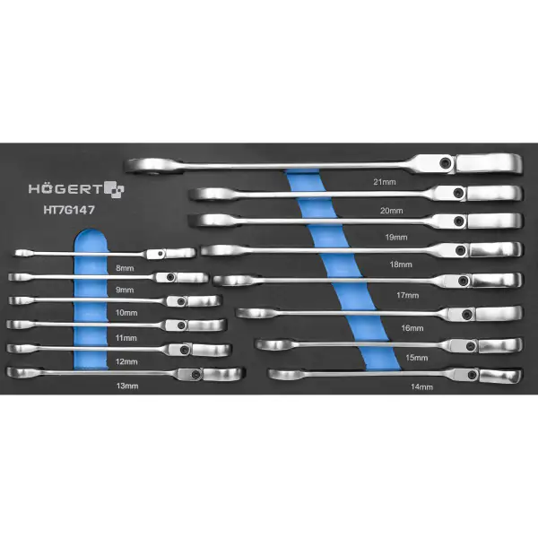 Set kombinovanih ključeva sa čegrtaljkom i fleksibilnom glavom HT7G147 Hogert