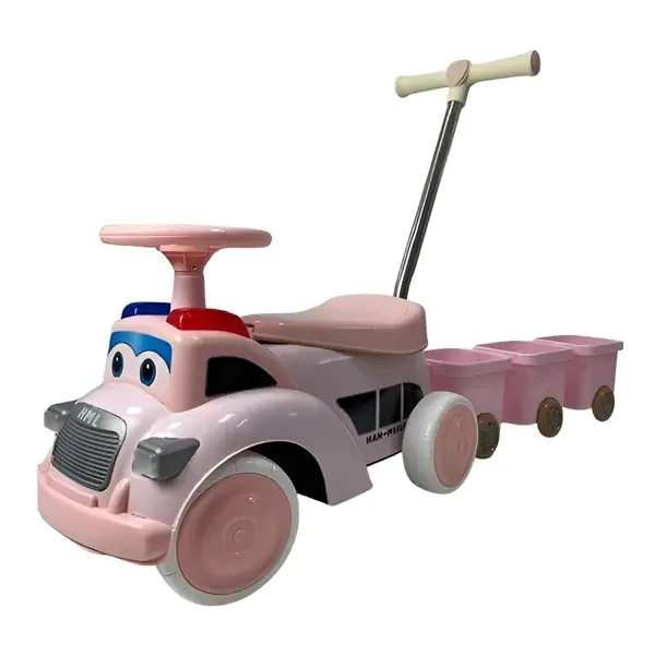 473 Dečija guralica sa prikolicom roze