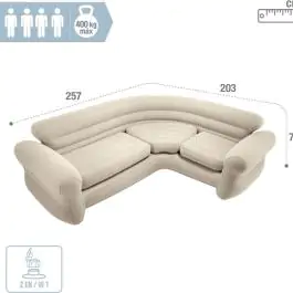 Intex Ugaona garnitura na naduvavanje 257 x 76 x 203 cm