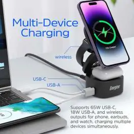 3-u-1 bežična stanica za punjenje sa 65W USB-C PD i sklopivim dizajnom Energizer WCP311