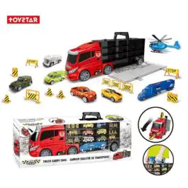 Kamion tegljač crveni sa vozilima CT610171