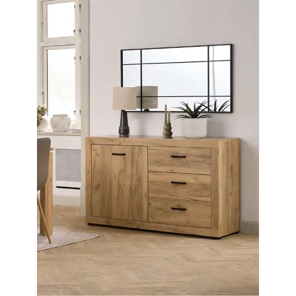 Komoda LINTRUP 1 vrata 3 fioke divlji natur hrast 3670345