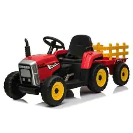 Traktor akumulatorski za decu Crveni sa prikolicom i daljinskim