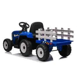 Traktor akumulatorski za decu Plavi sa prikolicom i daljinskim