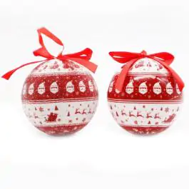 Božićne kuglice 7,5 cm crvene-bele 14/1 pakovanje 51-591000