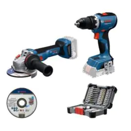 Bosch akumulatorski set Bosch GSR 18V-65 + GWS 18V-11 + 45-delni set bitova, 0615A50091