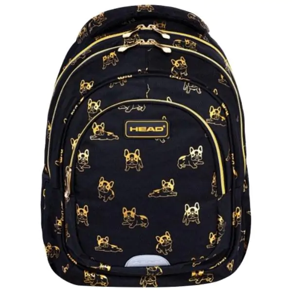 Ranac đački anatomski 3zipa AB330 Golden Frenchie 24.Head 502024027 crno-zlatni
