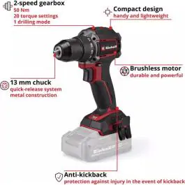 Einhell Professional akumulatorska bušilica-odvijač TP-CD 18/50-C Li BL-Solo 18V Power X-Change