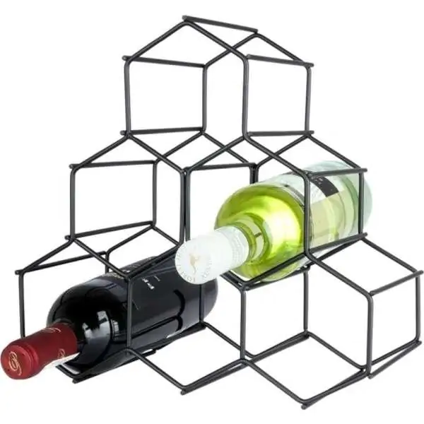 Vilde 229059 metalni stalak za vino za 6 boca, crni